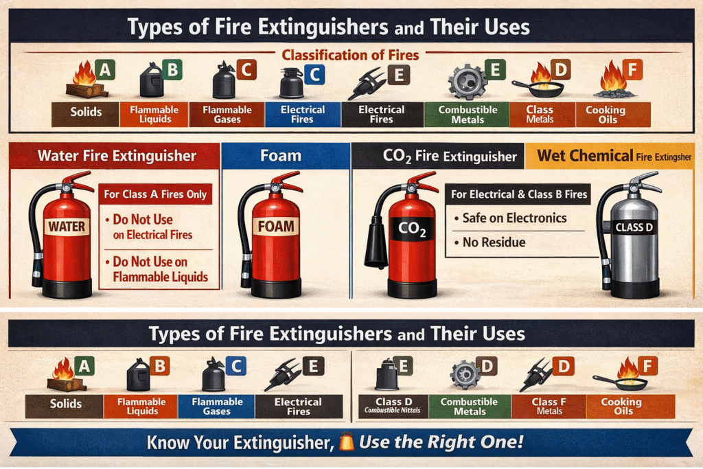 Types of Fire Extinguishers and Their Uses